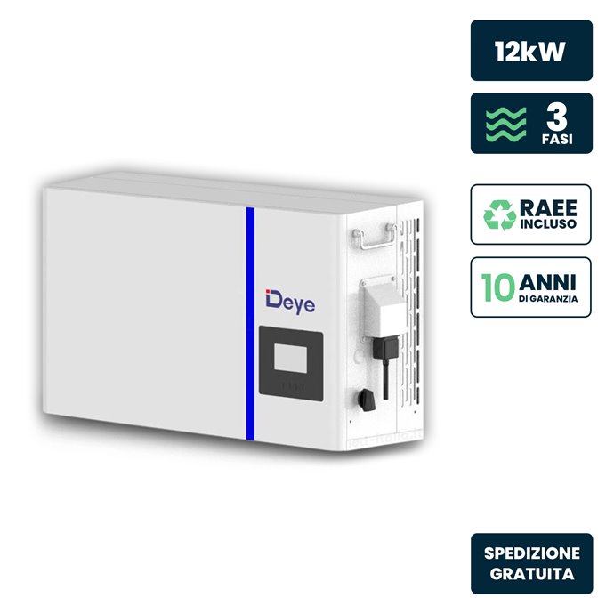 Inverter Fotovoltaico Deye Trifase Ibrido per Kit All-In-One Bassa Tensione LV 12kW On Grid/Off Grid CEI 0-21 Garanzia 10 Anni I