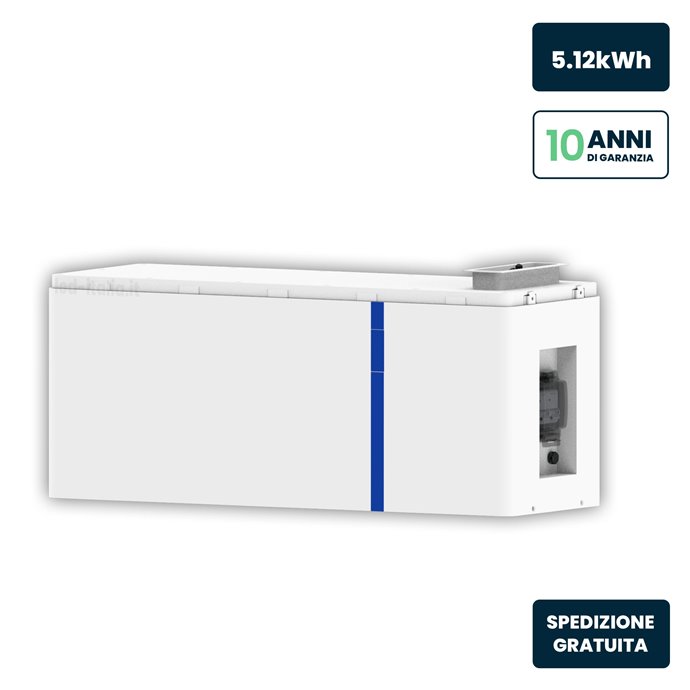 Batteria di Accumulo Impilabile Deye Bassa Tensione LV 5.12kWh LiFePO4 per Kit All-In-One (SKU 12190) CEI 0-21 51.2V 100Ah Garan
