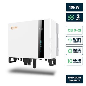 Inverter Fotovoltaico Alta Tensione Solis Trifase Ibrido On-Grid/Off-Grid 10kW, Doppio MPPT, CEI 0-21, Schermo LCD, WiFi Meter e