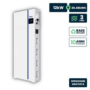 Kit Fotovoltaico All-In-One Deye con Inverter Trifase Ibrido 12kW Bassa Tensione e Accumulo 20.48kWh On/Off Grid CEI 0-21 Garanz