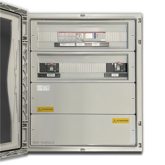 Quadro AC Trifase 50kW 100A 400V 4x24 Moduli Differenziale Tarabile + SPI CEI 0-21 ABB / DEHN IP65