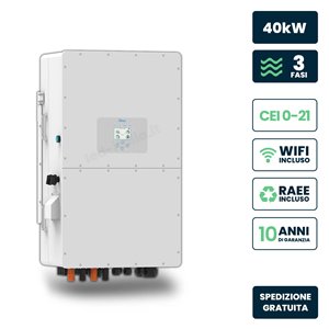 Inverter Fotovoltaico Alta Tensione Deye Trifase Ibrido On-Grid/Off-Grid 40kW, Quadruplo MPPT, CEI 0-21, Schermo LCD Touch, WiFi