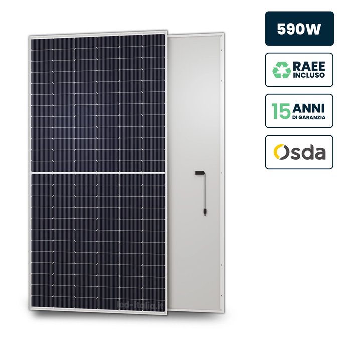Pannello Solare Fotovoltaico Modulo 580W OSDA Solar TIER-1 Monocristallino N-Type TOPCon Silver Frame IP67/IP68 2278x1134x30mm Pannello Solare Fotovoltaico Modulo 580W OSDA Solar TIER-1 Monocristallino N-Type TOPCon Silver Frame IP67/IP68 2278x1134x30mm