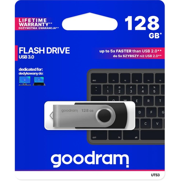 Pendrive GoodRAM 128GB UTS3 BLACK USB 3.0 - retail blister Pendrive GoodRAM 128GB UTS3 BLACK USB 3.0 - retail blister