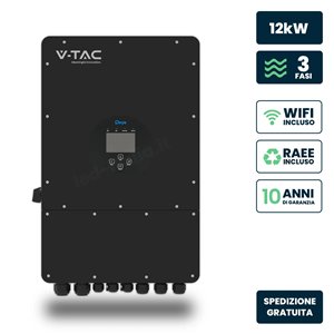 Inverter Fotovoltaico Deye Trifase Ibrido On-Grid/Off-Grid 12kW, Doppio MPPT, CEI 0-21, Schermo LCD Touch, WiFi e TA Inclusi, Ga