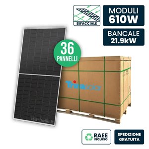 Bancale 22kW con 36 Pannelli Solari Fotovoltaici Moduli 610W Bifacciali Trina Solar Vertex N Monocristallini N-Type i-TOPCon Sil