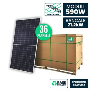 Bancale 21kW con 36 Pannelli Solari Fotovoltaici Moduli 590W Bifacciali Austa OSDA Solar TIER-1 Monocristallini NType TOPCon Sil