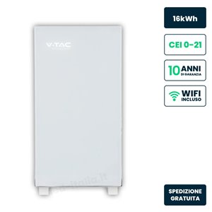 Batteria di Accumulo 16.07kWh LFP 51.2V 314Ah 150A WiFi BMS Bianca CEI 0-21
