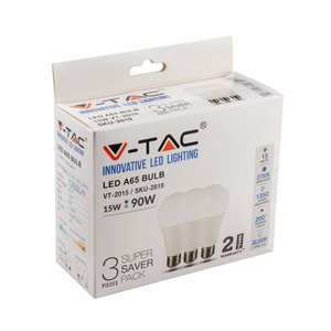 LED Bulb 15W E27 A60 Thermoplastic 2700K (Box 3 Pezzi)