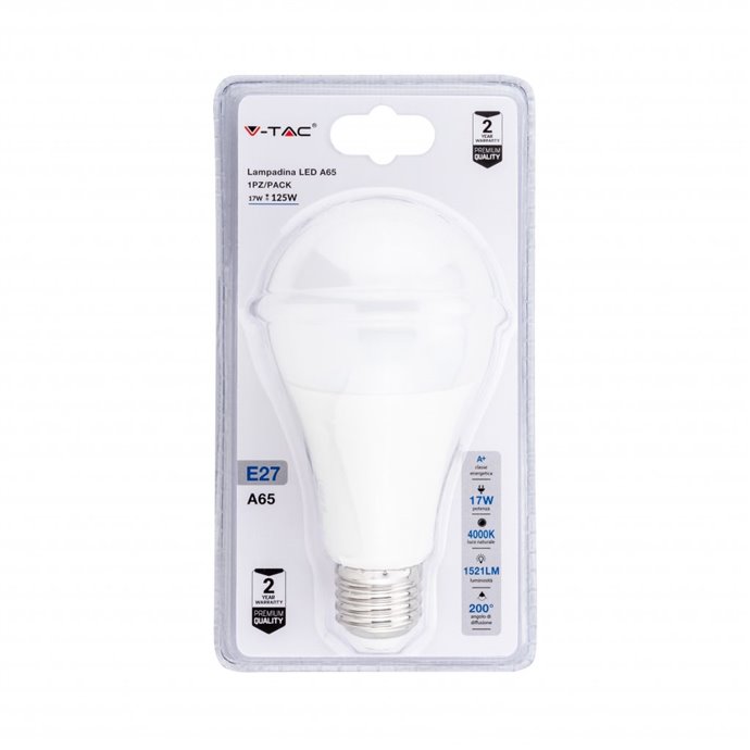 Lampadina LED E27 17W A65 4000K (Blister 1 Pezzo) Lampadina LED E27 17W A65 4000K (Blister 1 Pezzo)