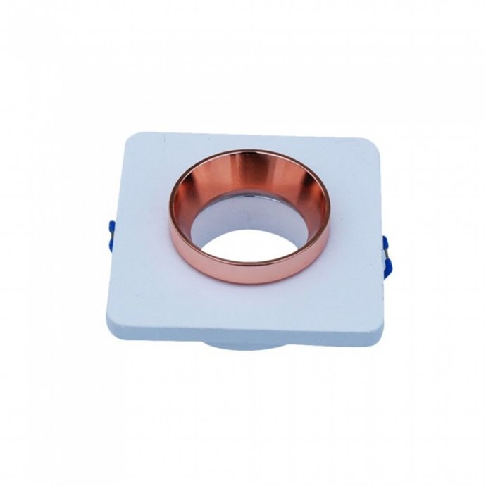 GU10 Fitting Gypsum Metal White Plaster Light with Matt Rose Gold Square GU10 Fitting Gypsum Metal White Plaster Light with Matt Rose Gold Square