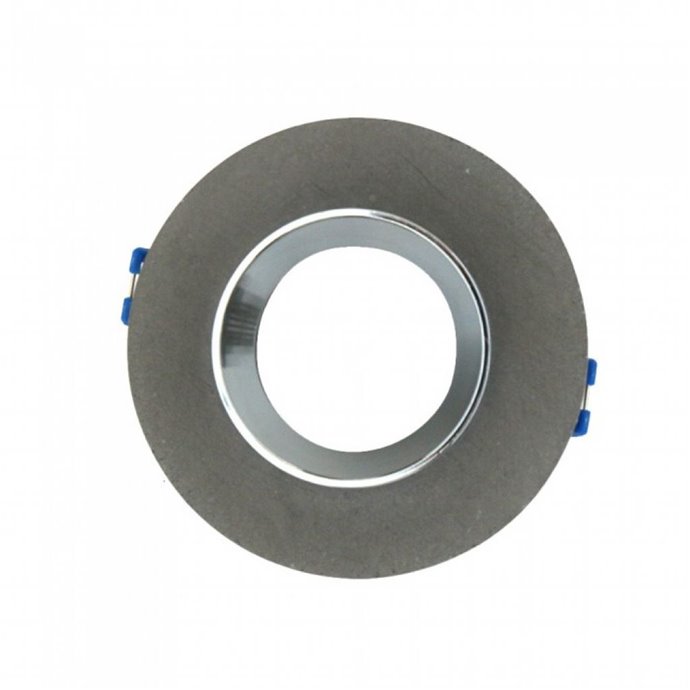 GU10 Fitting Gypsum Metal Grey Recessed Light with Chrome Round GU10 Fitting Gypsum Metal Grey Recessed Light with Chrome Round