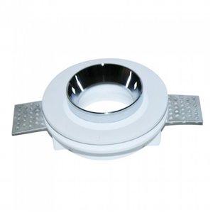GU10 Fitting Gypsum White Recessed Light with Chrome Metal Round