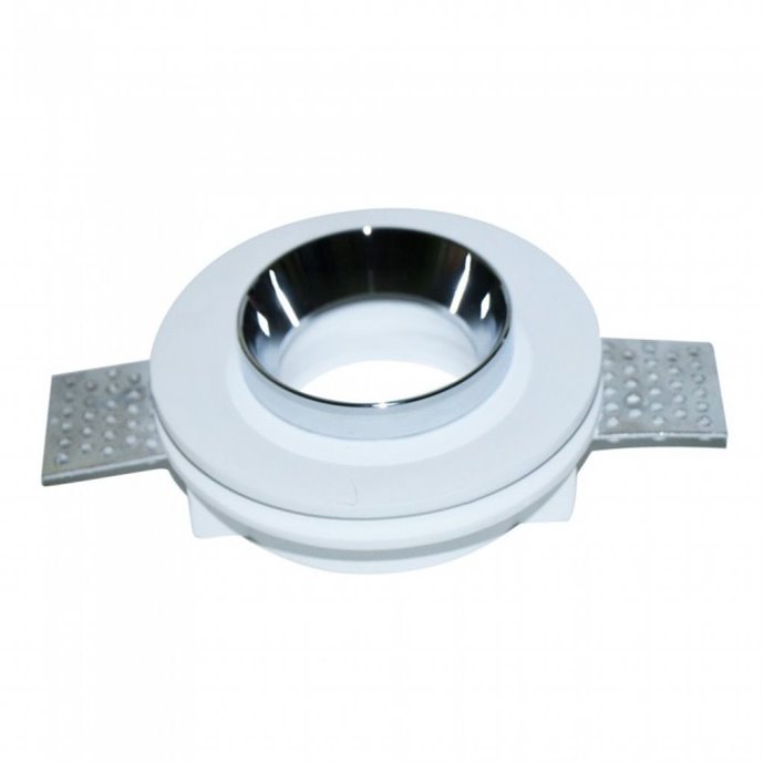 GU10 Fitting Gypsum White Recessed Light with Chrome Metal Round GU10 Fitting Gypsum White Recessed Light with Chrome Metal Round