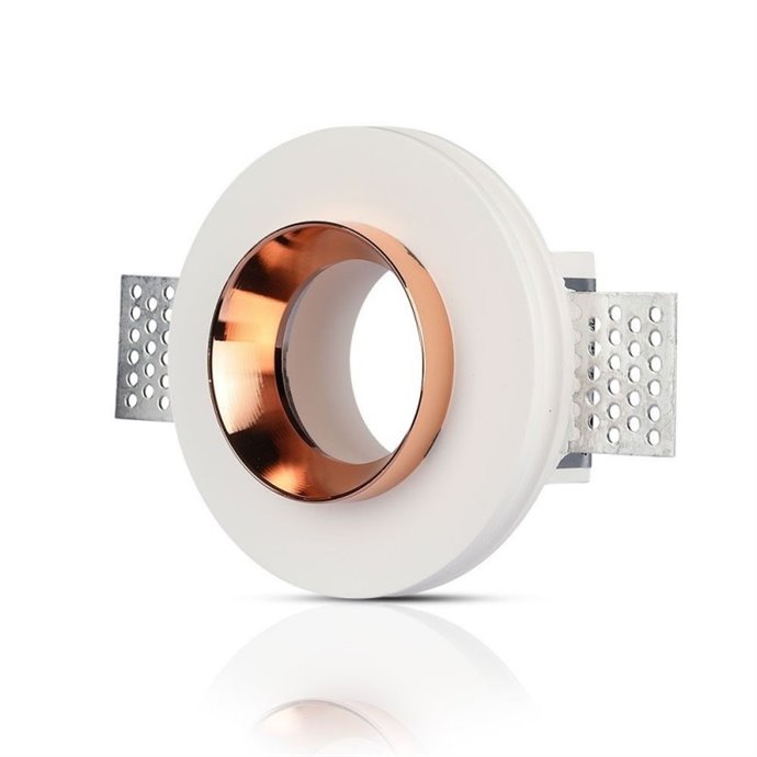 GU10 Fitting Gypsum White Recessed Light with Rose Gold Metal Round GU10 Fitting Gypsum White Recessed Light with Rose Gold Metal Round