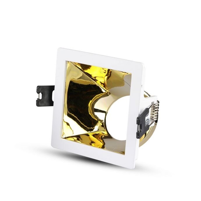 GU10 Fitting White+Gold Square VT-875 GU10 Fitting White+Gold Square VT-875