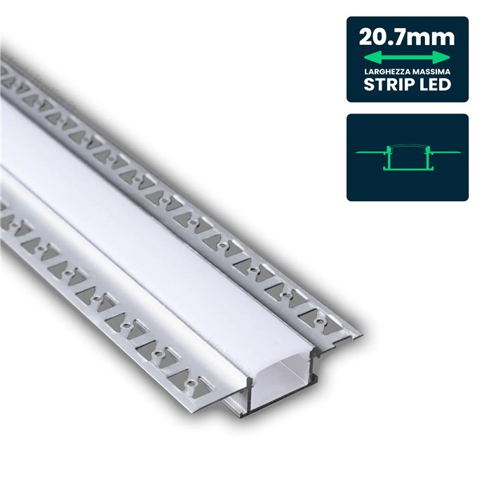 LED Strip Mounting Kit with Diffuser Aluminum Milky Gypsum Wide 2000mm LED Strip Mounting Kit with Diffuser Aluminum Milky Gypsum Wide 2000mm