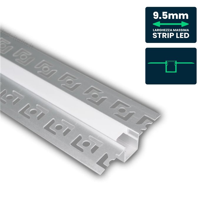 LED Strip Mounting Kit with Diffuser Aluminum Milky Gypsum Narrow 2000mm LED Strip Mounting Kit with Diffuser Aluminum Milky Gypsum Narrow 2000mm