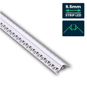LED Strip Mounting Kit with Diffuser Aluminum Milky Gypsum Outer Corner 2000mm