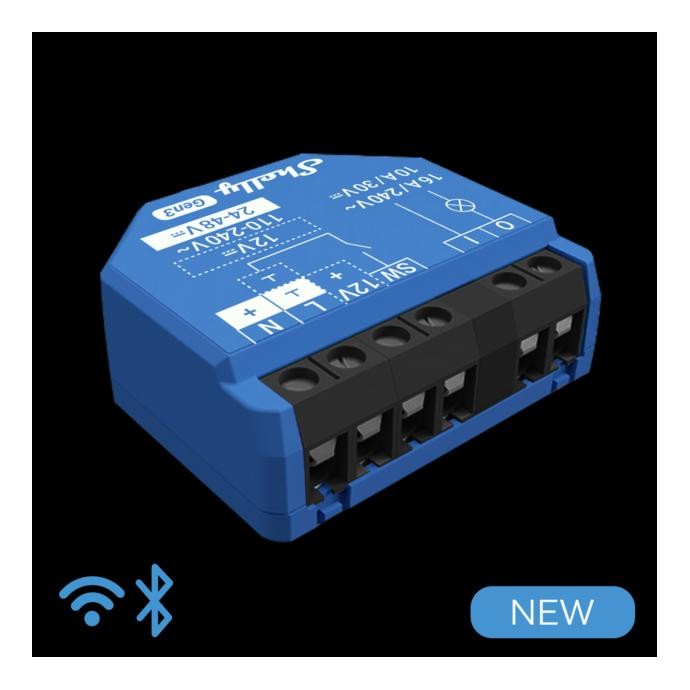 Shelly 1 Gen 3 - Smart Relay 16A AC/DC WiFi/BT + cont. pulito Shelly 1 Gen 3 - Smart Relay 16A AC/DC WiFi/BT + cont. pulito