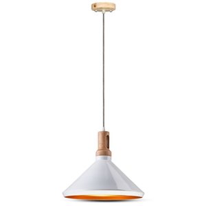 Modern Pendant Light Wooden Top Iron White Color D:250mm