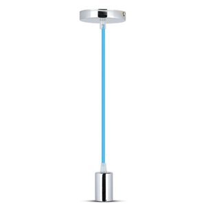 Chrome Metal Cup Pendant Light Blue