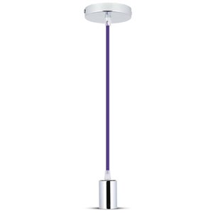 Chrome Metal Cup Pendant Light Purple
