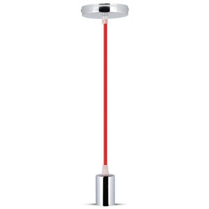Chrome Metal Cup Pendant Light Red