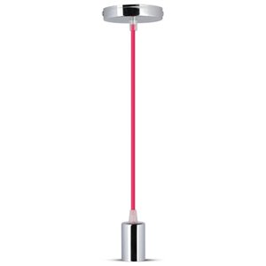 Chrome Metal Cup Pendant Light Rose Red
