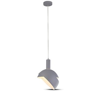 Plastic Pendant Lamp Holder E27 with Slide Aluminum Shade Grey