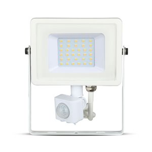 30W LED Sensor Floodlight Samsung Chip Cut Off Function White Body 6400K