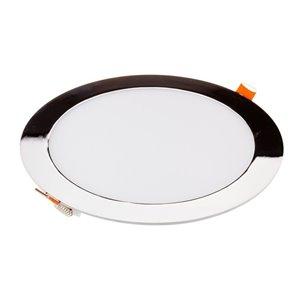 18W LED Slim Panel Light Chrome Round 6400K