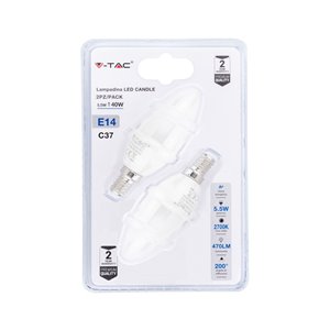 LED Bulb - 5.5W E14 Candle 2700K (Blister 2 pezzi)