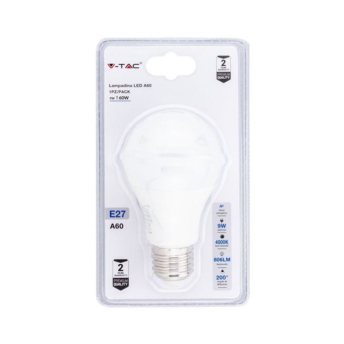 Lampadina LED 9W A60 E27 4000K (Blister 1 pezzo) Lampadina LED 9W A60 E27 4000K (Blister 1 pezzo)