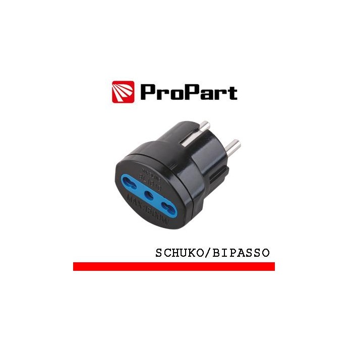 Adattatore bipasso spina schuko nero polybag Adattatore bipasso spina schuko nero polybag