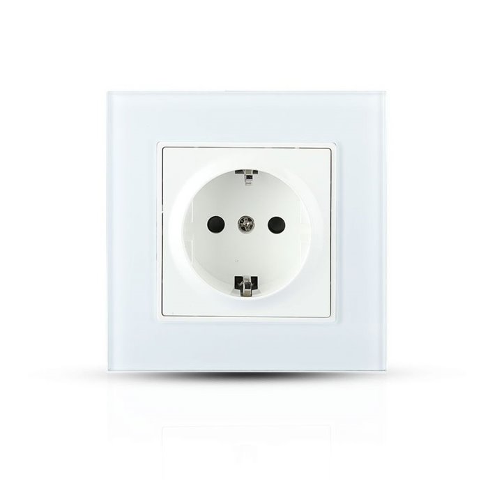 EU Socket 16A Glass Panel White