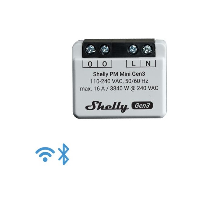 Shelly Mini PM Gen 3 - Smart Relay 16A AC WiFi/BT + PM Shelly Mini PM Gen 3 - Smart Relay 16A AC WiFi/BT + PM
