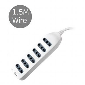 Multipresa 6 Pos 10/16A Bipasso Con Attacco a parete 250V~Max:3500W Cavo H05VV-F 3G1.0mmX1.5m Con Spina 16A 2P+T