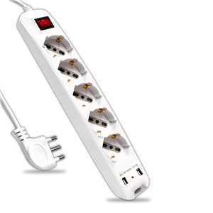Multipresa con 5 Prese 10/16A 2P+T Bipasso/Schuko 45¬∞ e 2 Prese USB-A e Interruttore Generale Luminoso e Cavo 1,5m Spina 16A 2P