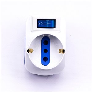 Adapttatore Spina 16A 2 Prese 2P+T 10/16A Bipasso + 1 Presa/Schuko Con Interruttore