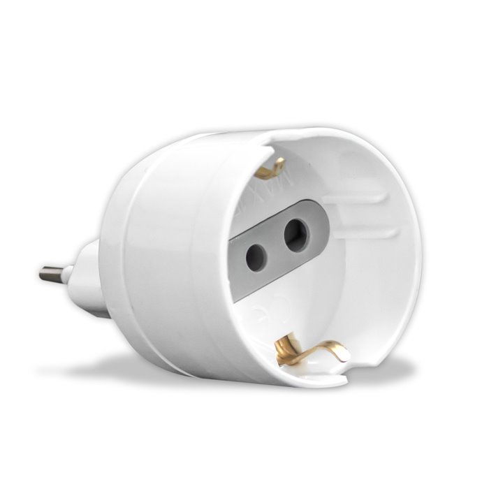Adattatore Spina 10A Presa 2P+T 10A Schuko Max:1500W Adattatore Spina 10A Presa 2P+T 10A Schuko Max:1500W