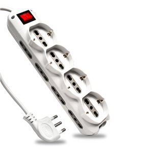 Multipresa con Cavo 1,5m e 12x Prese 10/16A (8x Laterali Bipasso + 4x Frontale Bipasso/Schuko), Spina 16A e Interruttore Colore 