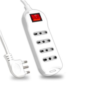 4 Pos Con Interruttore Luminoso 10/16A Bipasso Con Attacco a Parete 250V~Max:3500W Cavo H05VV-F 3G1.0mmX1.5m Con Spina 16A 2P+T