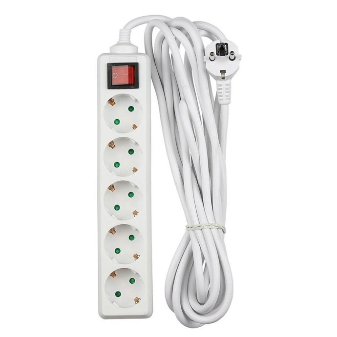 5 Ways Socket with Switch (3G 1.5mm2 X 5M) Polybag with Card White 5 Ways Socket with Switch (3G 1.5mm2 X 5M) Polybag with Card White