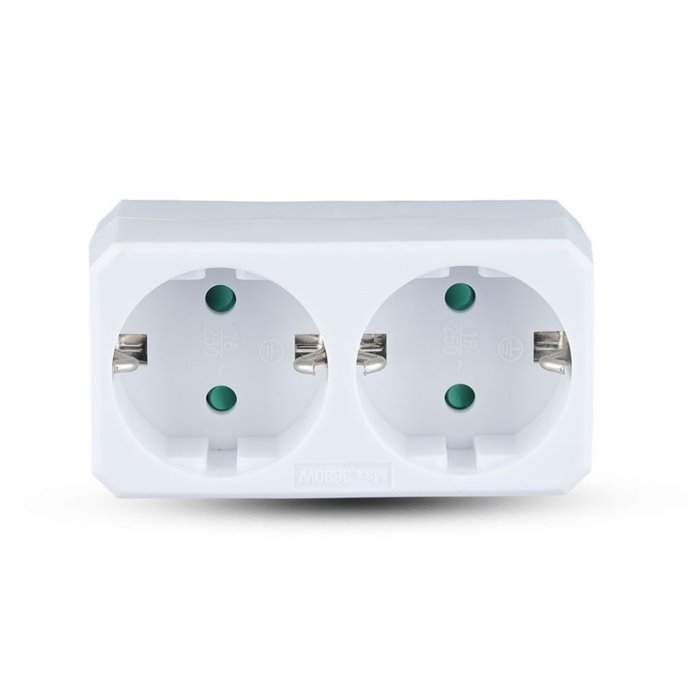 2 Ways Adapter With Earthing Contact 10/16A 250V (Label + Polybag With Headcard ) White
