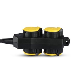 4 Ways Socket 3G 1.5mm*3m IP44 Black+Yellow