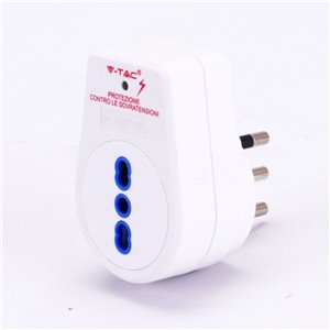 Adattatore presa Italiana 1 via 10/16A con protezione contro le sovratensioni con spina Italiana da 16A