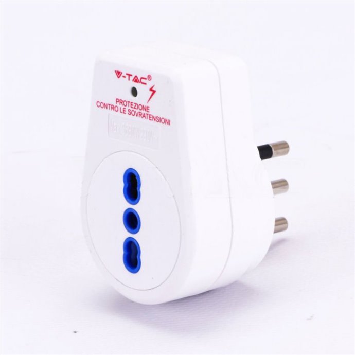 Adattatore presa Italiana 1 via 10/16A con protezione contro le sovratensioni con spina Italiana da 16A Adattatore presa Italiana 1 via 10/16A con protezione contro le sovratensioni con spina Italiana da 16A