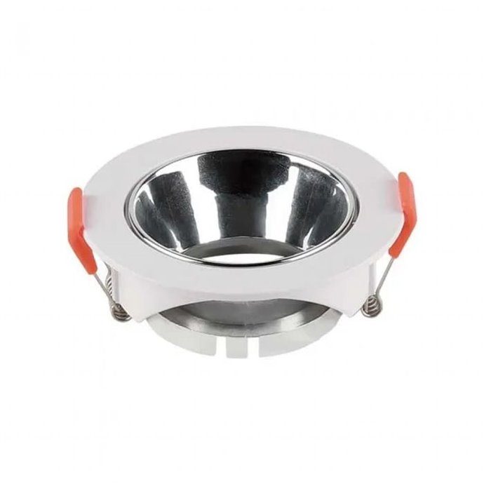 GU10 Fitting Round White Frame + Chrome Reflector GU10 Fitting Round White Frame + Chrome Reflector