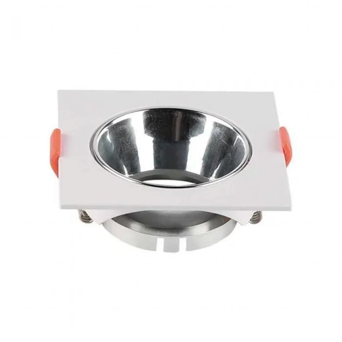 GU10 Fitting Square White Frame + Chrome Reflector